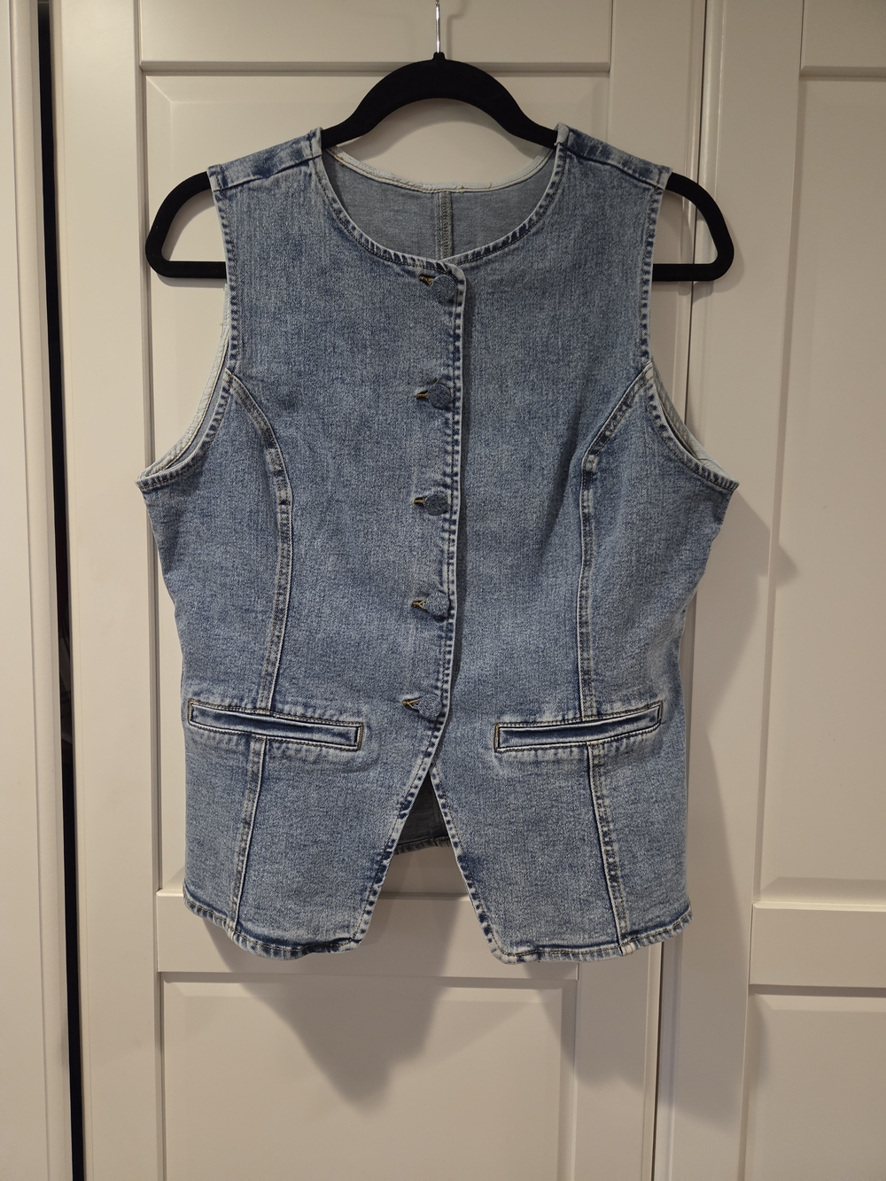 Light Blue Denim Sleeveless Vest Tank - Women's Casual Layering Top